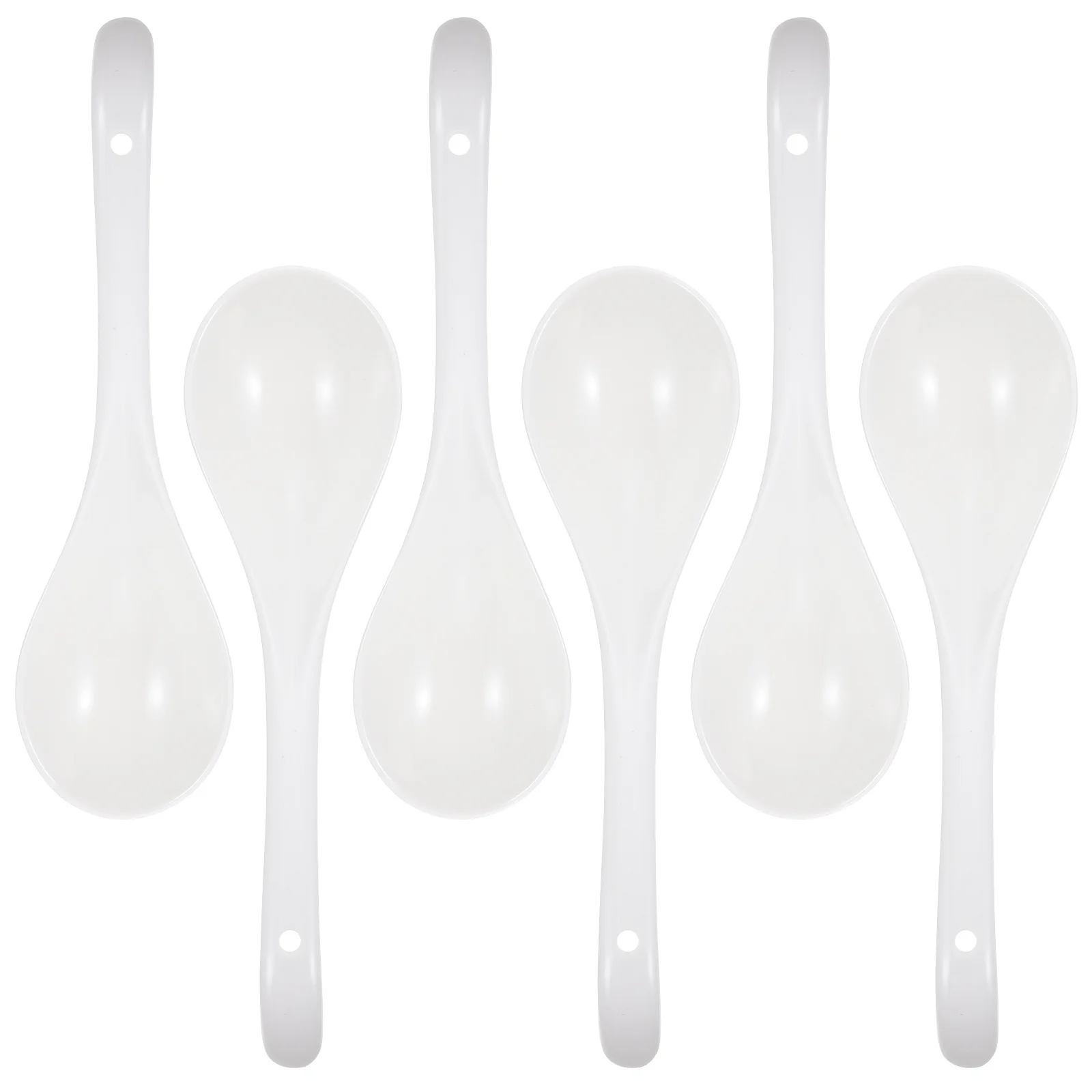

6Pcs Ceramic Spoons Simple Style Ladles Scratch Resistant Home Kitchen Utensils White Ceramic Serving Spoons