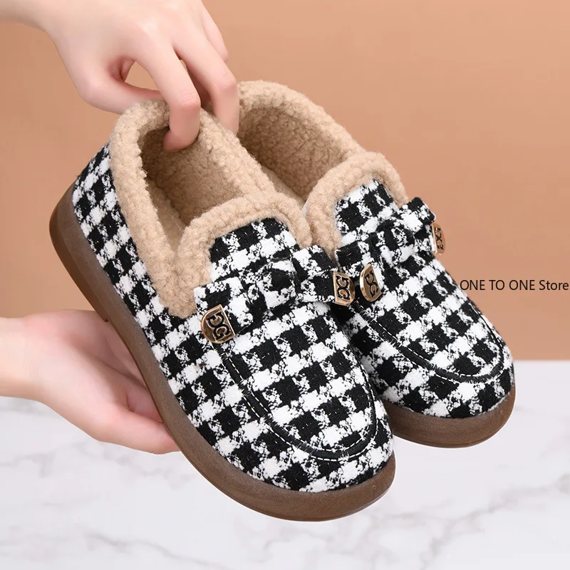 

Casual Lambswool Loafers Women Flats Belt Strap Shoes Winter Furry Shoes Ladies Cotton Mocasines Warm Slip On Sheep Fur Boots