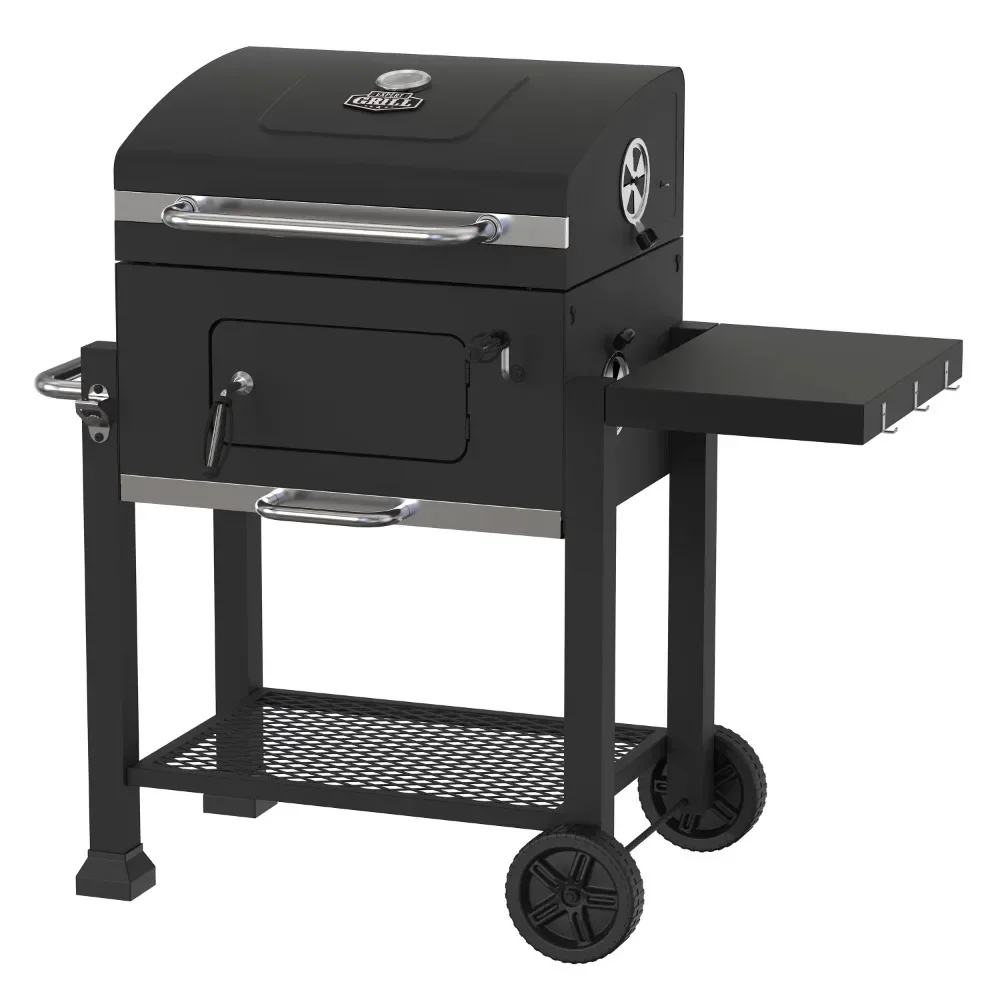 

Portable Heavy Duty 24-inch Charcoal Grill, Black Adjustable Air Vents Easy Clean