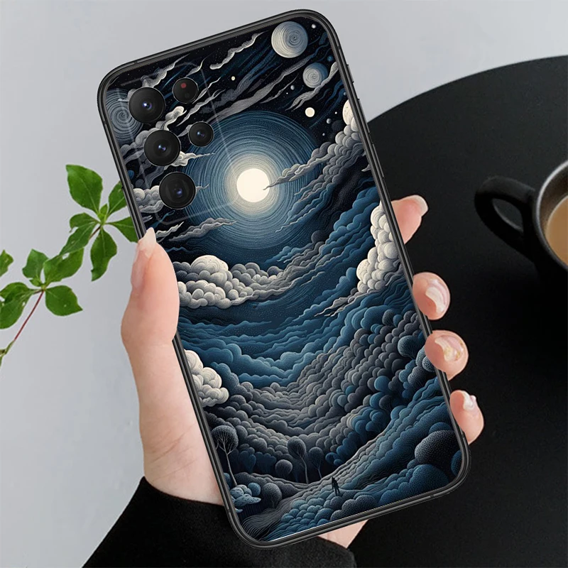 Moon Wave casing ponsel pemandangan gunung Cloud untuk S24 S23 S22 S21 S20 Ultra S20 S22 S21 S23 S20 FE S24 Plus