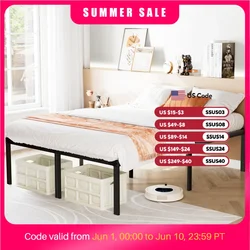 JHK Basic Twin Full Queen King Size Bed Frame Metal Platform Bedroom Frames with Storage Space Sturdy Steel Slat Support 350LBS