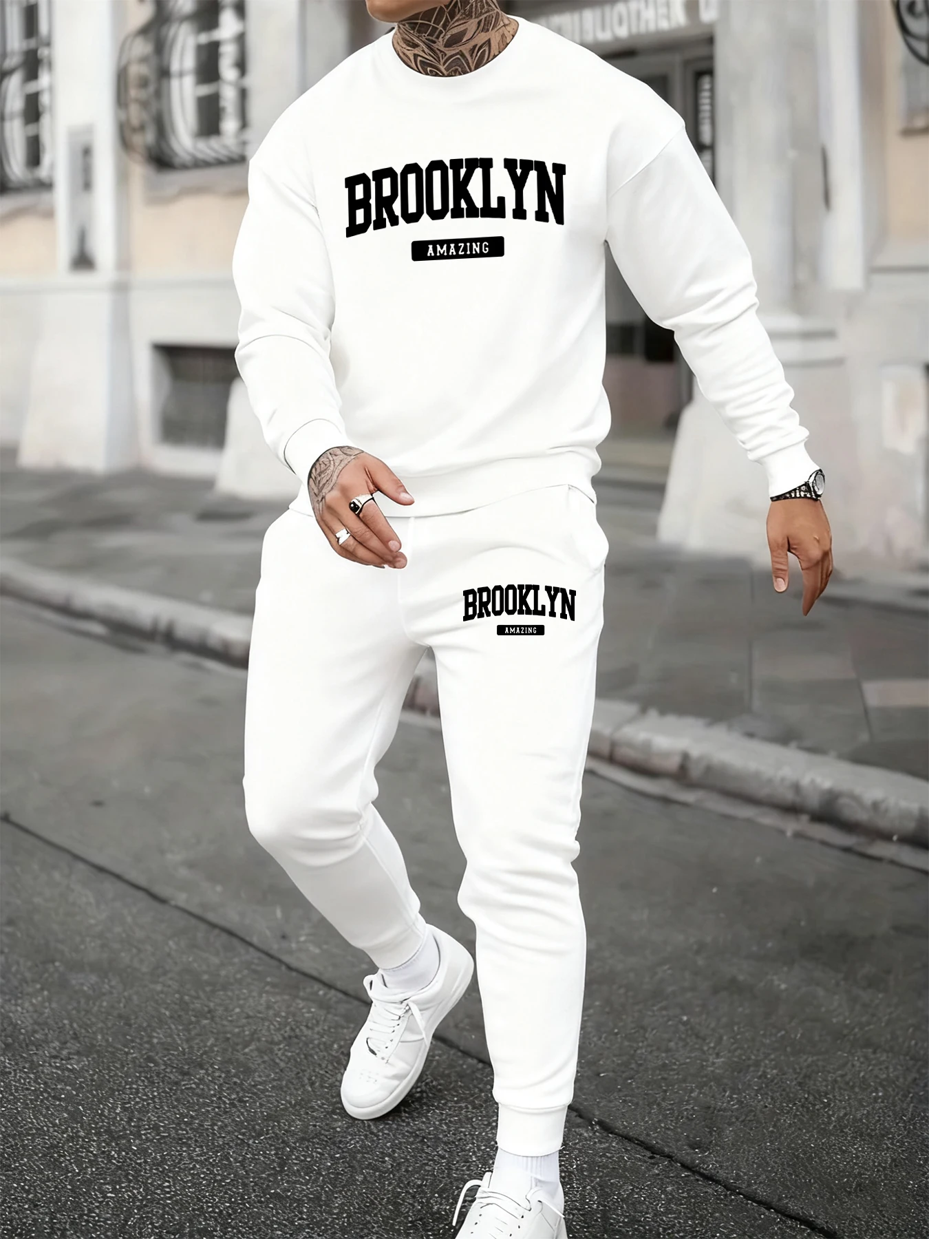 Brooklyn Erstaunlich Brief Drucken Männer Herbst Sweatshirt Set Paar Casual Zwei Stücke Sets Mode Jogging Tops Lose Sweatshirts
