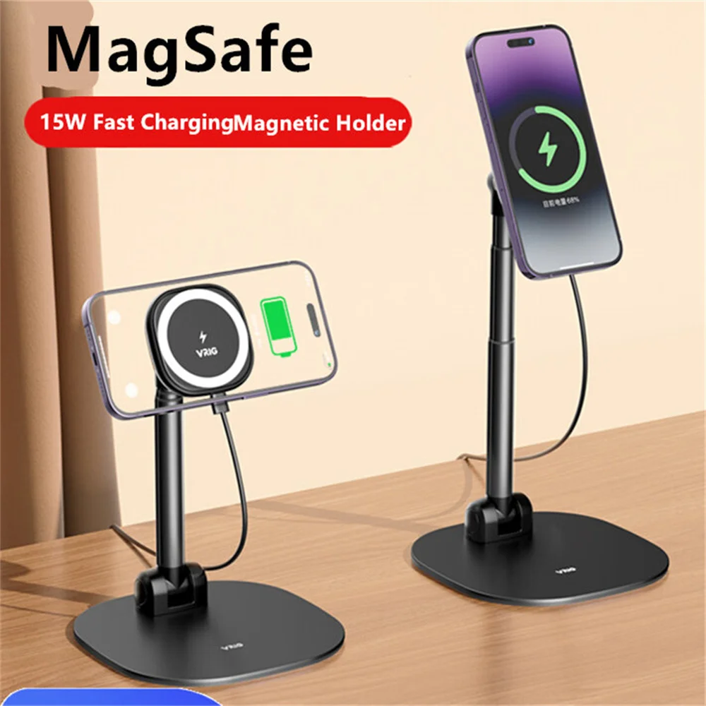 New Desktop Magnetic Phone Stand With Wireless Charging Smartphone Holder for Magsafe iPhone 14 13 12 Series Samsung Xiaomi IPAD