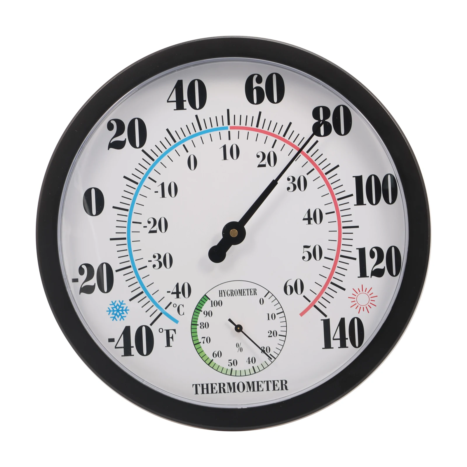 

10-дюймовый круглый черный настенный термогигрометр для измерения температуры и влажности, уличный термогигрометр для патио и дома