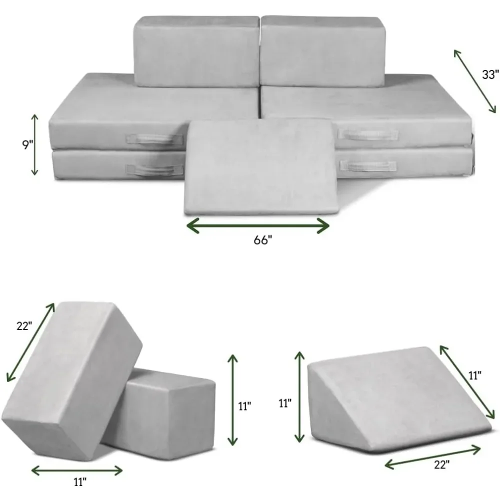 아동용 모듈식 놀이 소파, 방수, Oeko-TEX, Greenguard 골드 인증 | 벨크로 커넥터 포함, 미국산