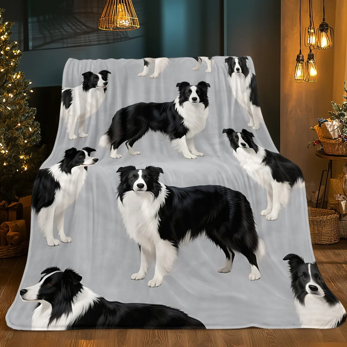 Adorable Border Collie Dog Throw Blanket Plush Sofa Cover Pet Lover Home Decor Couch Blanket Gift Unique Animal Print