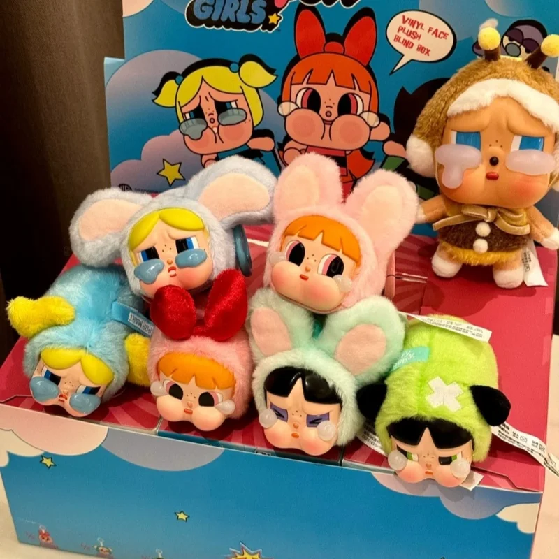 Original Blind Box Crybaby×Powerpuffgirl Mysterious Box Of Flying Little Girl Cop Series Rubber Face Doll Pendant Toy Gift