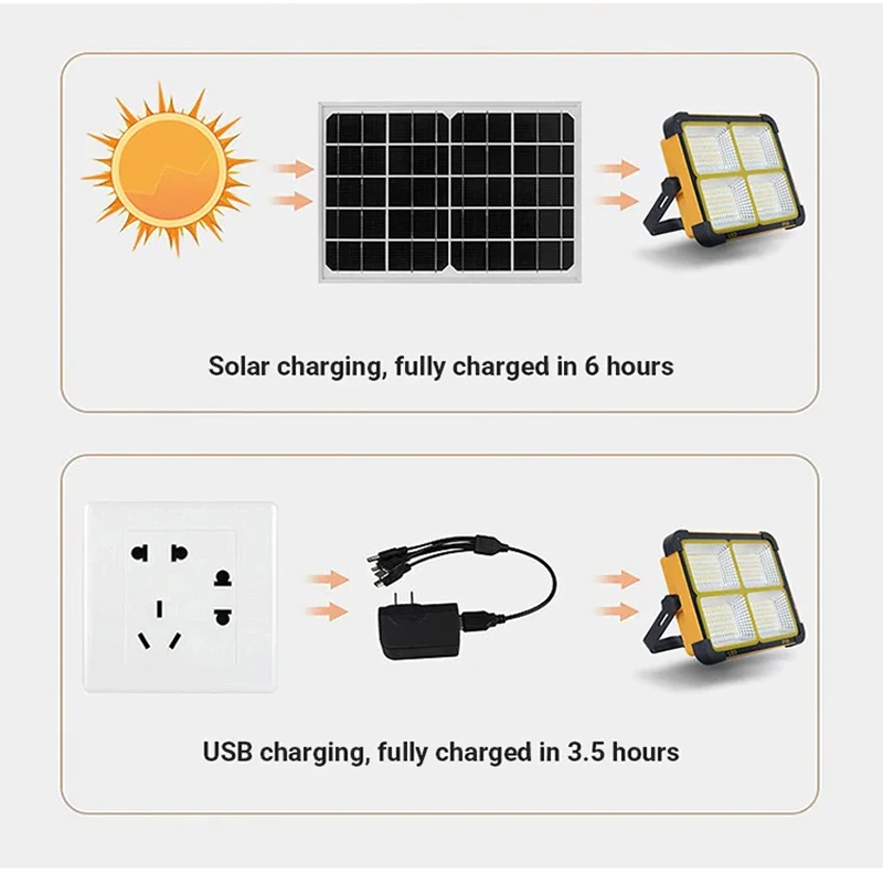 Solar Outdoor Lights Rechargeable Solar Flood Light LED Reflector Spotlight Rechargeable Projector Floodlight Construction Lamp
