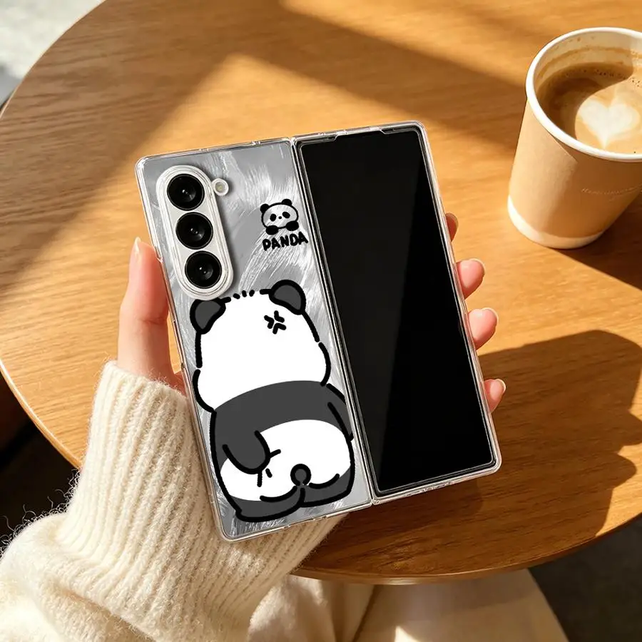 Case for Samsung Galaxy ZFold7 ZFold6 ZFold3 ZFold4 Z Fold 7 6 5 4 3 ZFold5 Transparent Soft Phone Cover Funny Panda