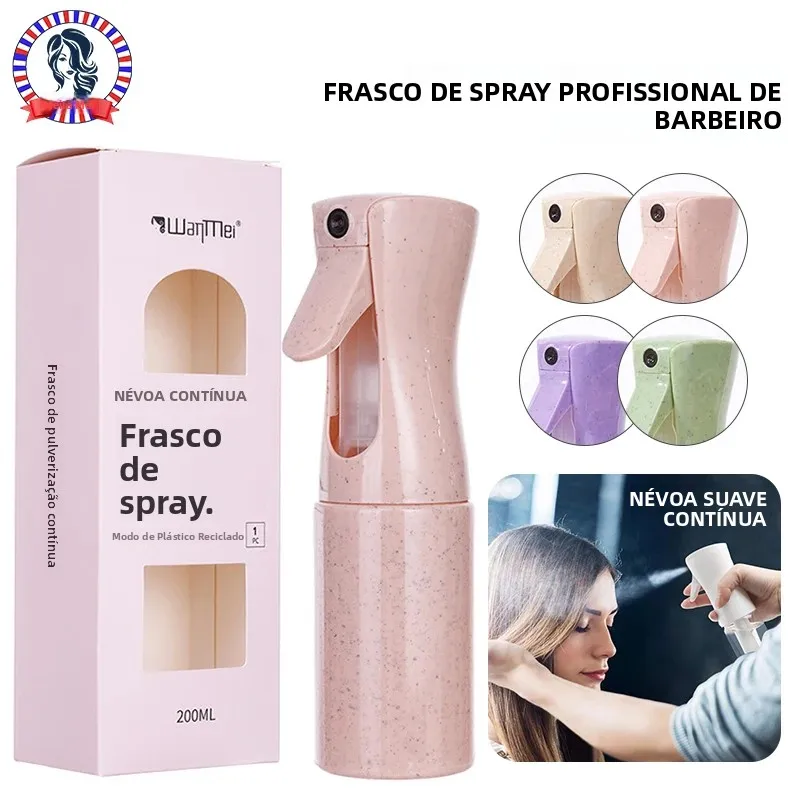 Wanmei 150ml profissional barbeiro spray garrafa contínua shampoo dispensador de palha trigo material recarregável ferramenta cabeleireiro