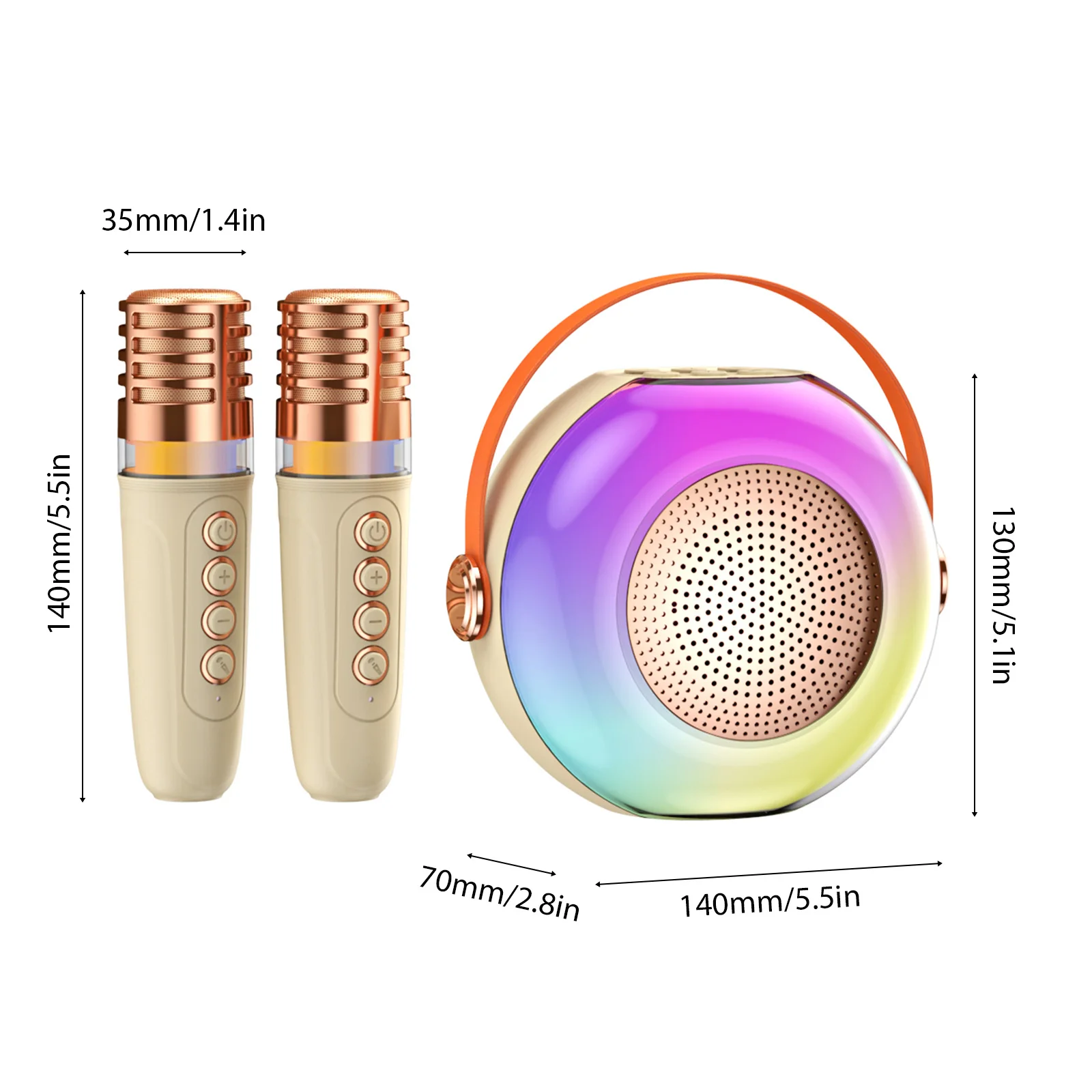 2つのワイヤレスマイク,Bluetoothマイク,KTVスピーカーセット,RGBライトエフェクト,音声制御システムを備えたカラオケマシン