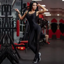 Oshoplive-monos deportivos de malla para mujer, traje Sexy sin mangas con Espalda descubierta, transpirable, para Fitness y Yoga, novedad de 2024