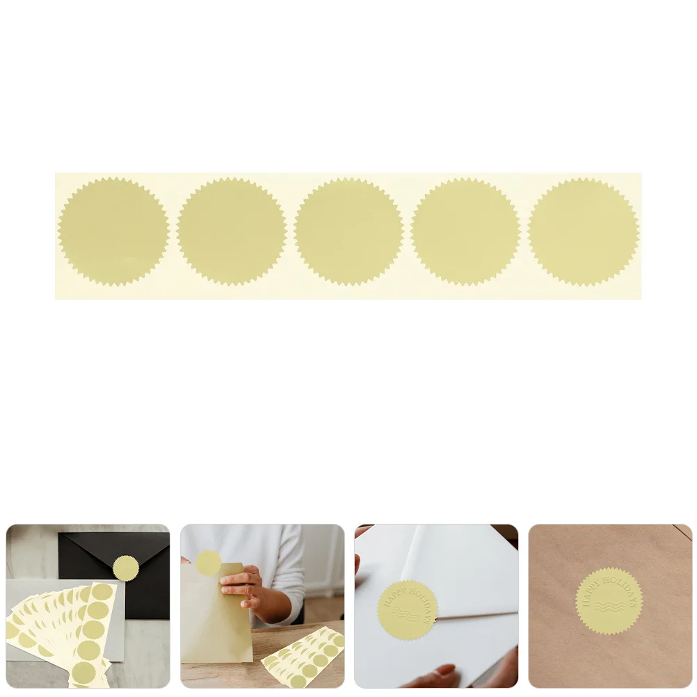 

200Pcs Gold Certificate Seals Stickers Round Thermal Labels for Award Certificates with Scallop Edge Embosser Seal Tamper Proof
