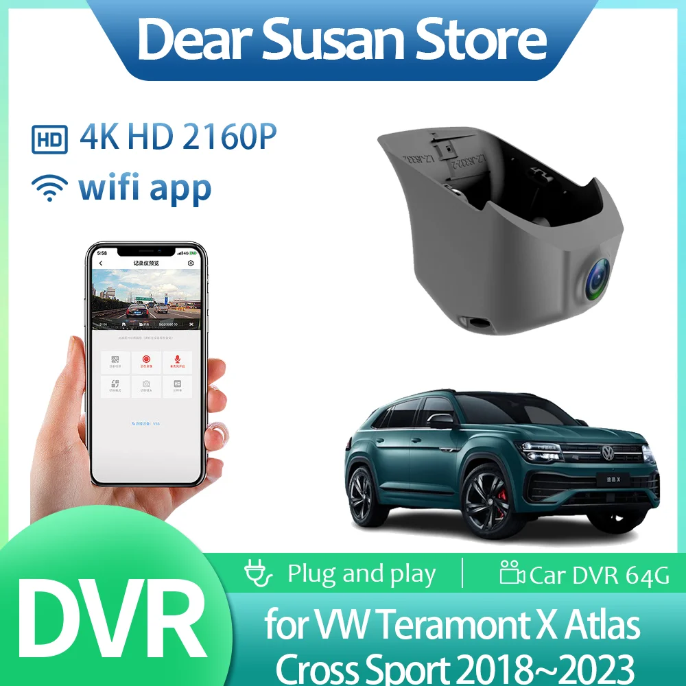 Car Video DVR for Volkswagen VW Teramont X Atlas Cross Sport 2018~2023 Driving Recorder Camera Night Vision Monitor Accessories