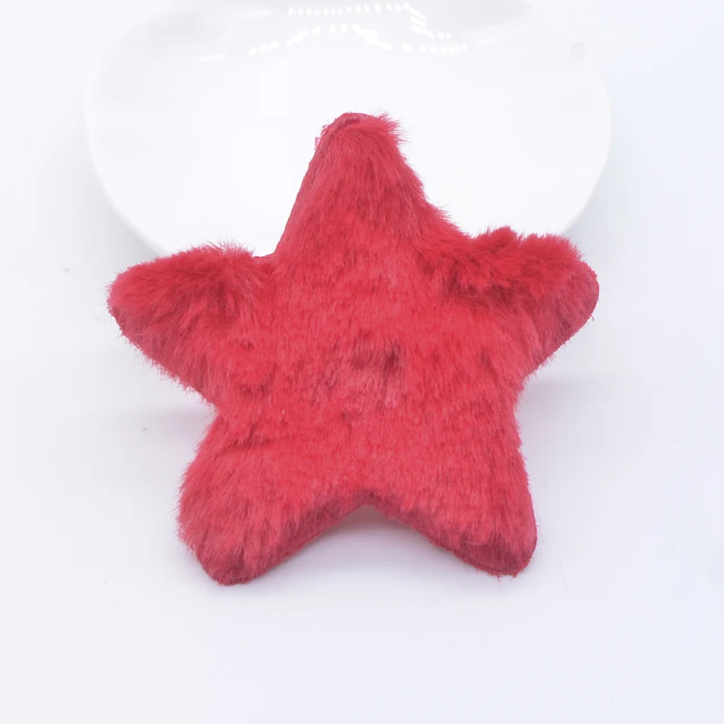12Pcs 65mm Padded Plush Furry Star Applique for DIY Headwear Hair Clips Bow Accessory Handmade Clothes Hat Sewing Patches Decor