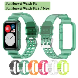 Nieuwe Horlogebandjes Voor Huawei Horloge Fit Nieuwe Transparante Band Waterdichte Polsband Armband Voor Huawei Fit 2 Accessoires