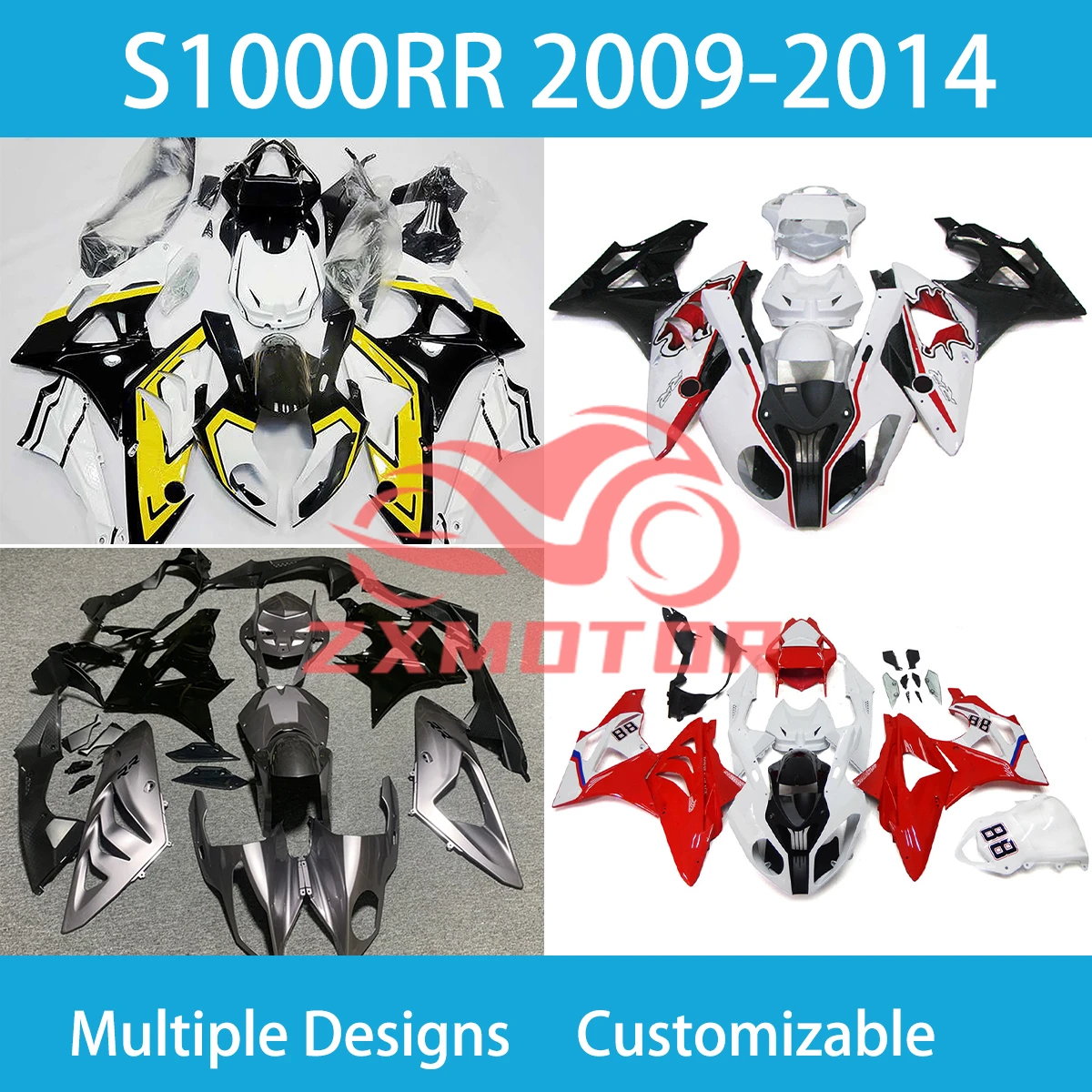 For BMW S 1000RR 2009 2010 2011 2012 2013 2014 Body Parts Fairing Kit S1000RR Prime Fairings Injection Bodywork Motorcycle