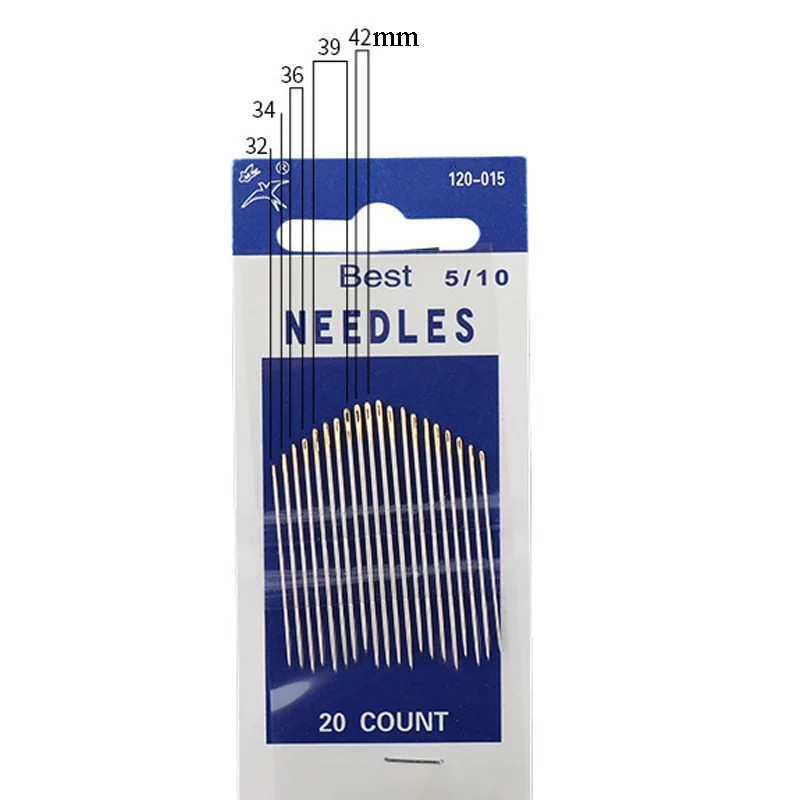 20pcs Stainless Steel Big Eye Hand Sewing Needles Set with Different Sizes for Sewing Needlework Embroidery Needles