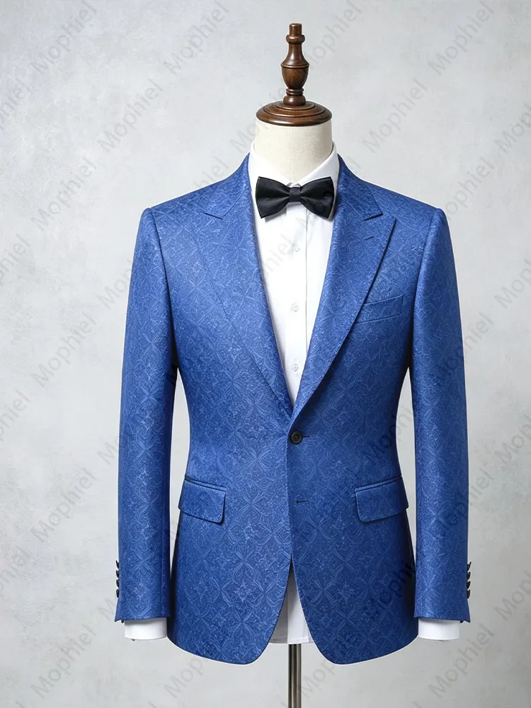 Luxury Men's Suits One Button Notched Lapel Brown Tuxedo 2 Piece Set Wedding Groom Blazer Prom Slim Fit Banquet Wear Customized