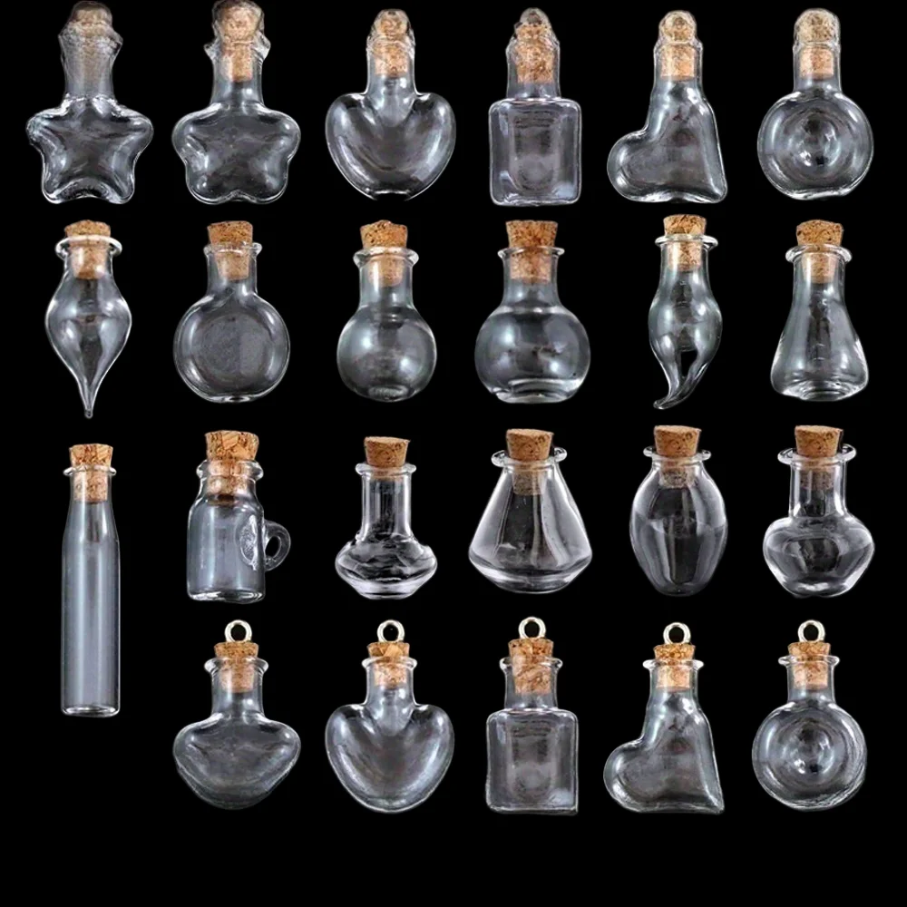 5Pcs/20Pcs/30Pcs Mini Glass Bottles With Cork Stopper DIY Vials Drifting Bottle Christmas Decor Multi Use Glass Containers
