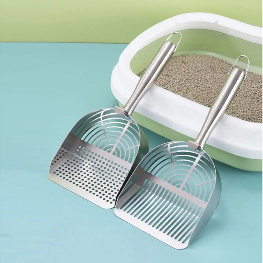 Stainless Steel Cat Waste Shovel Anti-Break Long Handle Pet Litter Shovel Household Hollow Sieve Pet Feces Cleaner Poop Lifter