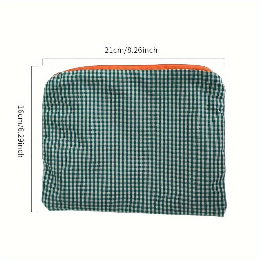Offre spéciale femmes sac de maquillage à carreaux grande capacité coton pochette à fermeture éclair sac à main voyage trousse de maquillage Portable Simple pochette sac cosmétique