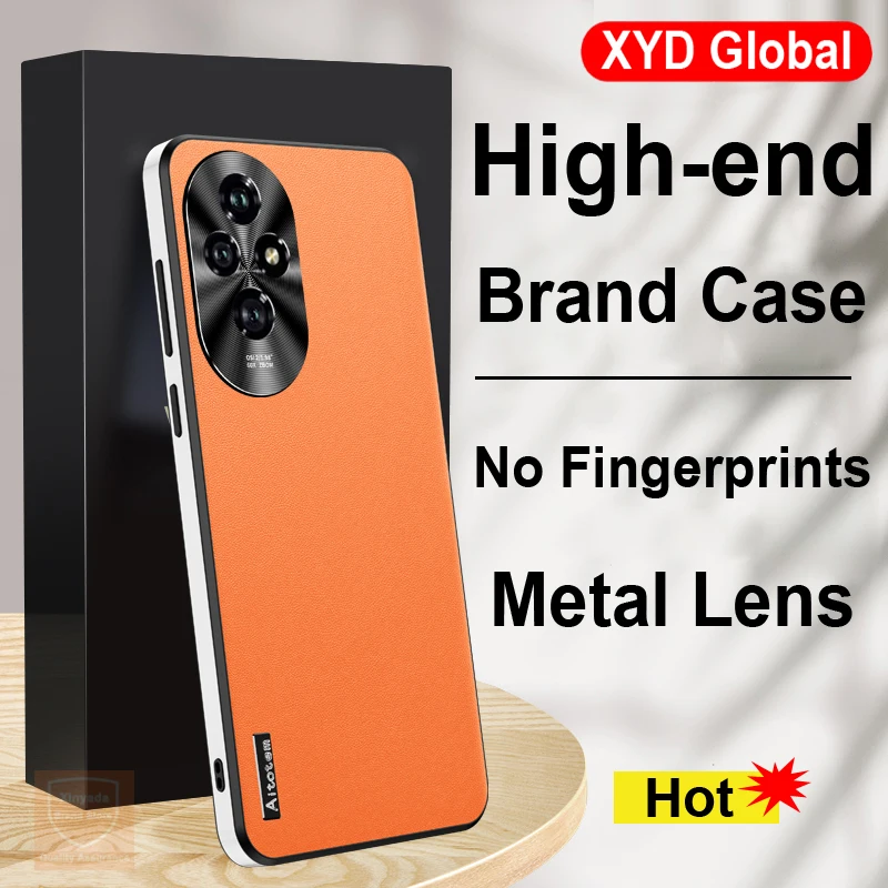 High end Brand Case For Honor 200 Pro Matte Leather Phone Back Case For Honor 200 Pro Cover Bumper Fashion Airbag Shell Skin Bag