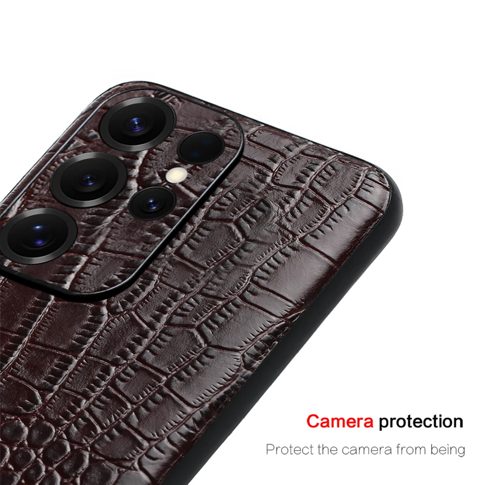LANGSIDI Genuine Leather Phone Case for Samsung Galaxy S25 S24 S23 Ultra S22 Plus S21 S 24 25 A55 A54 5G Protector Back Cover