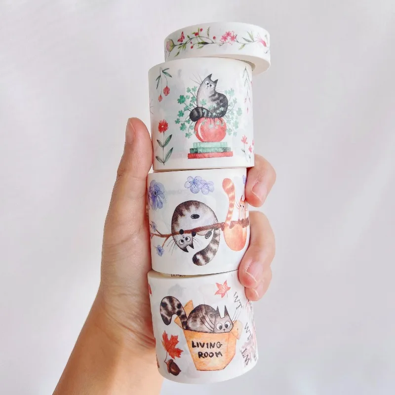 

4pcs/Set Lovely Chonky Cat Die Cut Washi Tapes Craft Supplies DIY Scrapbooking Card Making Decorative Plan Sticker