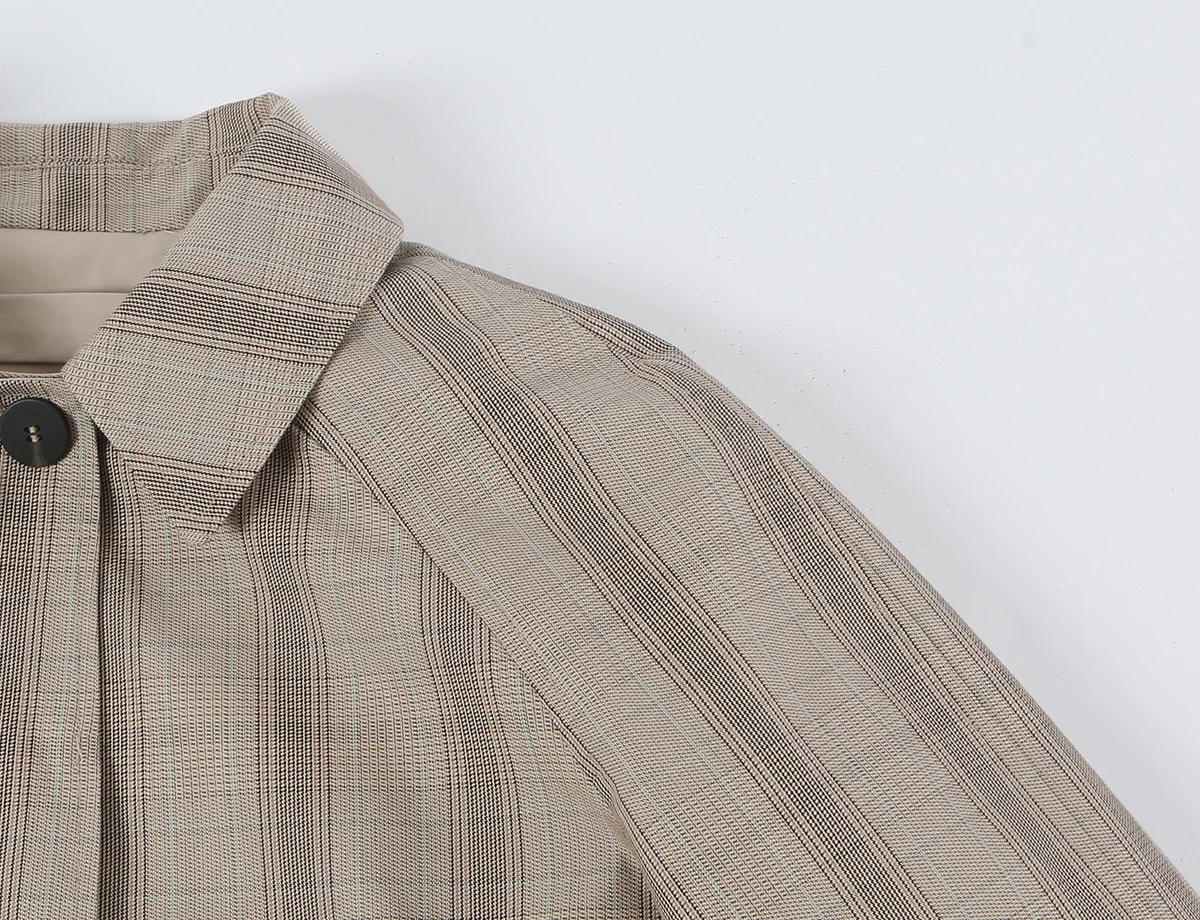 TFMLN Damen Langer Trenchcoat mit Langen Ärmeln, Seitentaschen, Maxi-Windbreaker, Revers, Einreihiger Knopfleiste, Modischer Herbst-Trenchcoat – Detail 5
