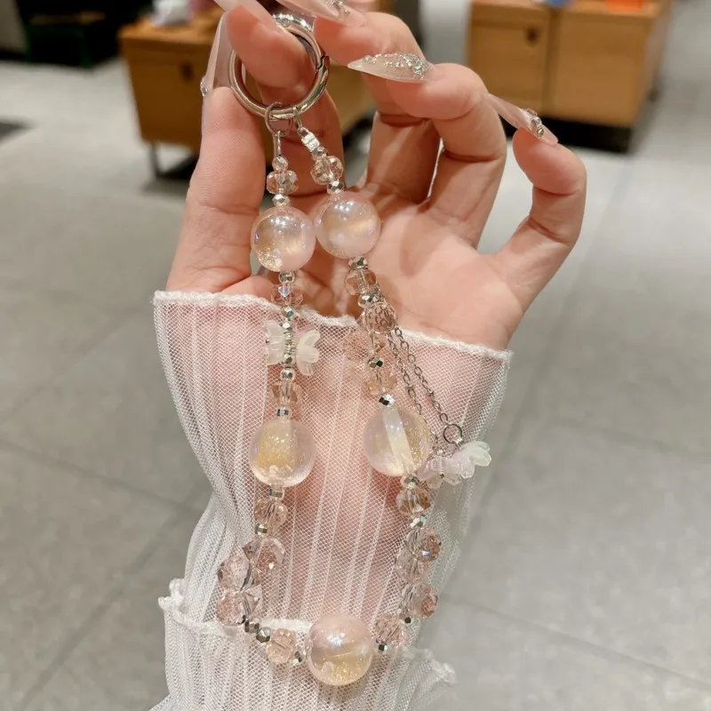 

Luxury Tassel Crystal Beaded Lanyard Glass Pendant Anti-Lost Wrist Strap Universal Cell Phone Lanyard Bag Keychain Decoration