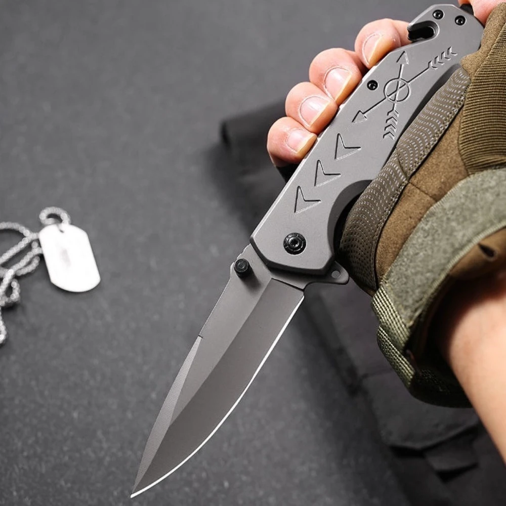 Cuchillo Plegable de Bolsillo FA18 de Alta Dureza, Hoja de Acero 5Cr13Mov, Mango de Acero Inoxidable 420, Cuchillos de Acero Inoxidable, Cuchillos de Pesca