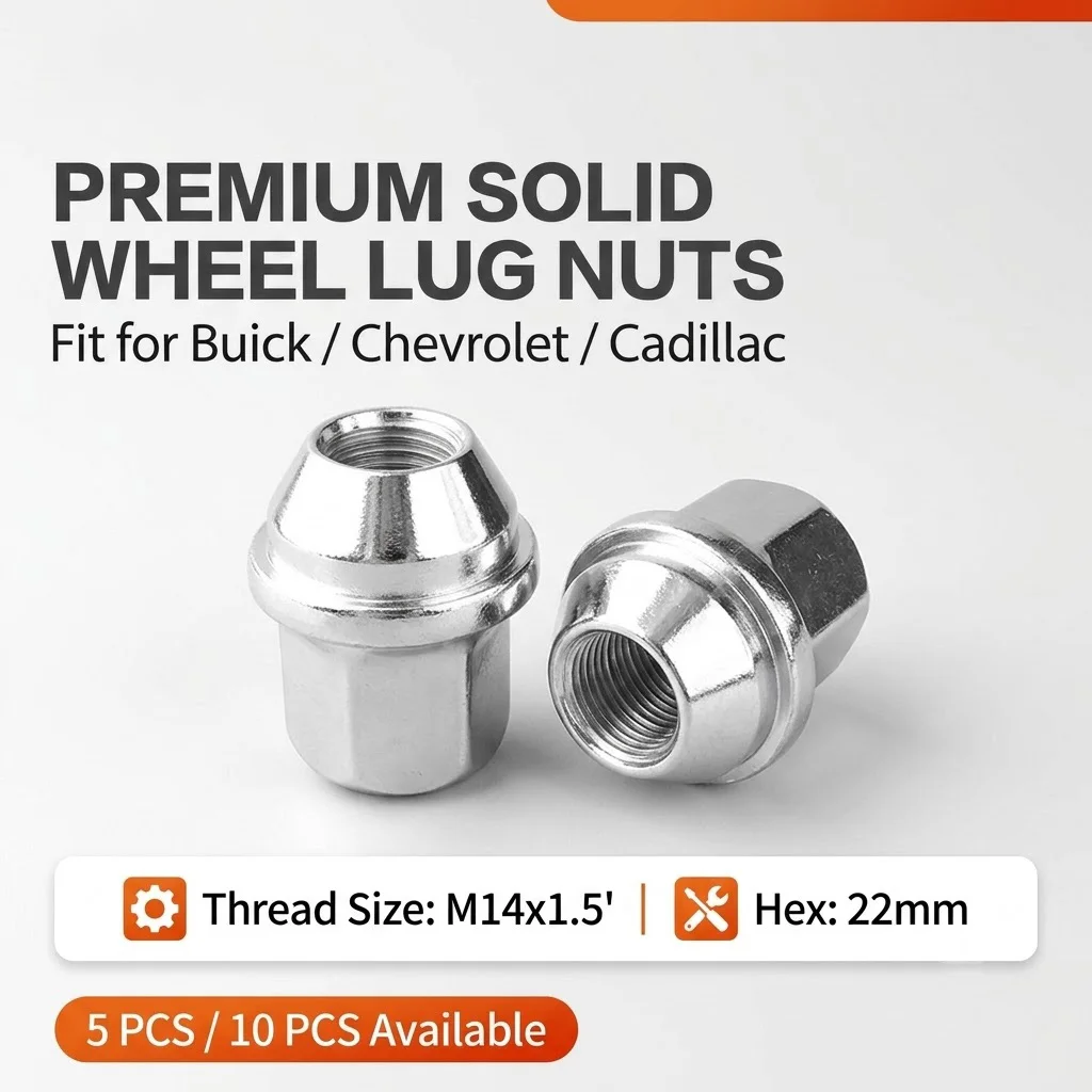 Гайки колесные цельные M14x1.5 для Cadillac Chevrolet Buick GL8, 22 мм, шестигранные, хромированные, для ступицы, 5 шт. / 10 шт. в комплекте