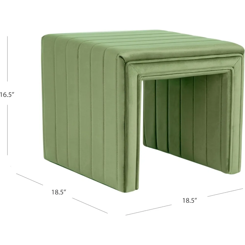 مسند قدم عثماني مخملي معنقدة حديث - مقعد مخملي أخضر لديكور غرفة المعيشة وغرفة النوم #3