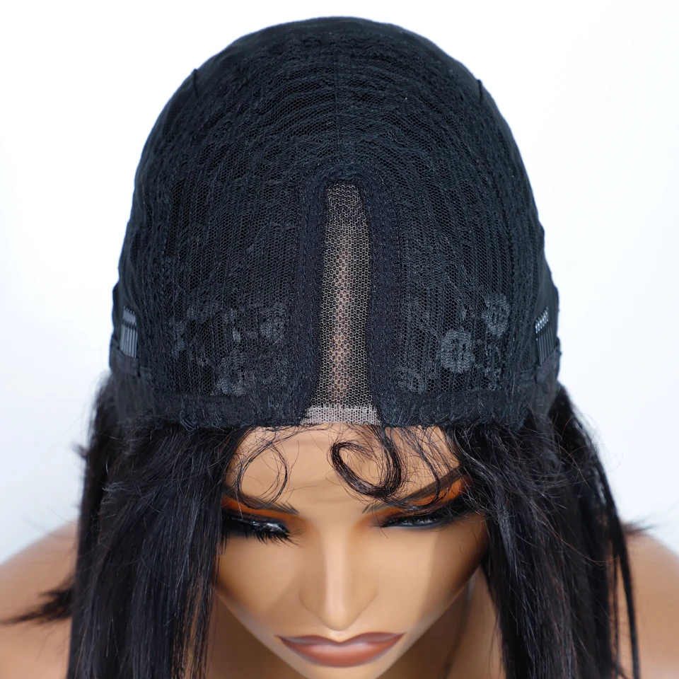 أنيق مستقيم بوب خصلات الشعر المستعار الإنسان للنساء 5X1 قصيرة الدانتيل مستقيم بوب خصلات الشعر المستعار البرازيلي مع شعر الطفل 10 بوصة الشعر القصير #4