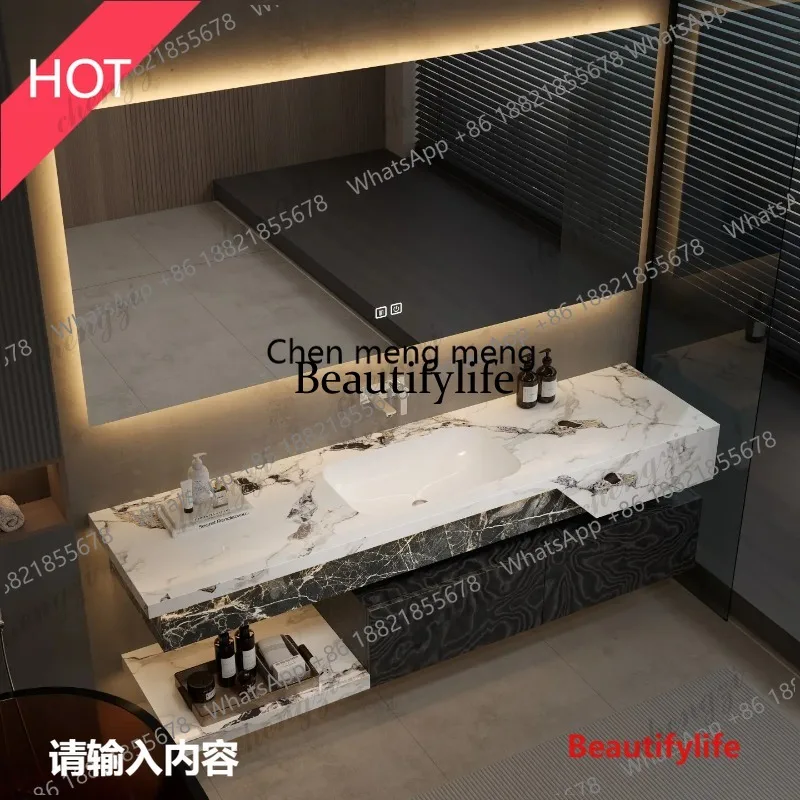 03 Italian Hotel Style Bathroom Vanity Set with Intelligent Mirror Cabinet Using Tubao Board for Storage