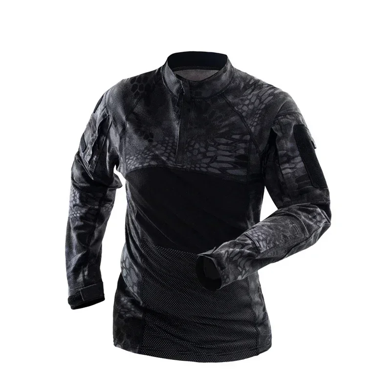 Military Tactical Shirt Men Camouflage Paintball Long Sleeve T Shirt Multicam Cotton Combat Shirts Camo Army T-Shirt