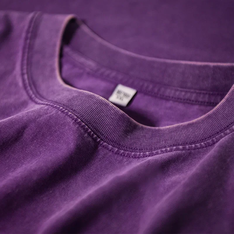 

2025 Heavyweight Men's Retro T-shirt Street Hip-hop Punk T-shirt Harajuku Unisex Casual Cotton Short Sleeved Distressed Top