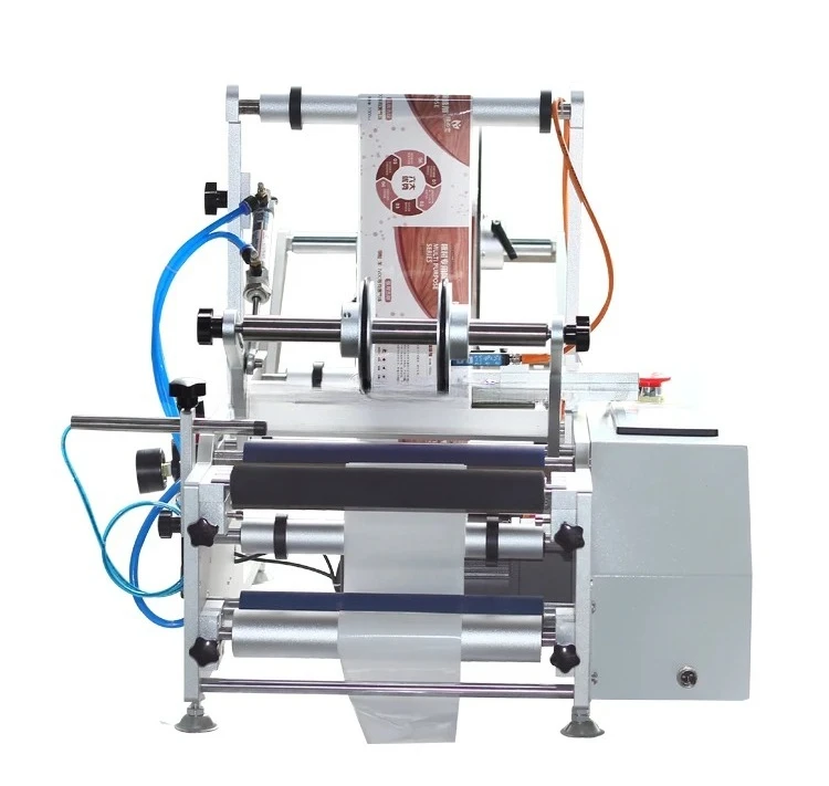 

Полуавтоматическая пневматическая настольная этикетировочная машина для круглых бутылок, двусторонний аппликатор для клейких этикеток