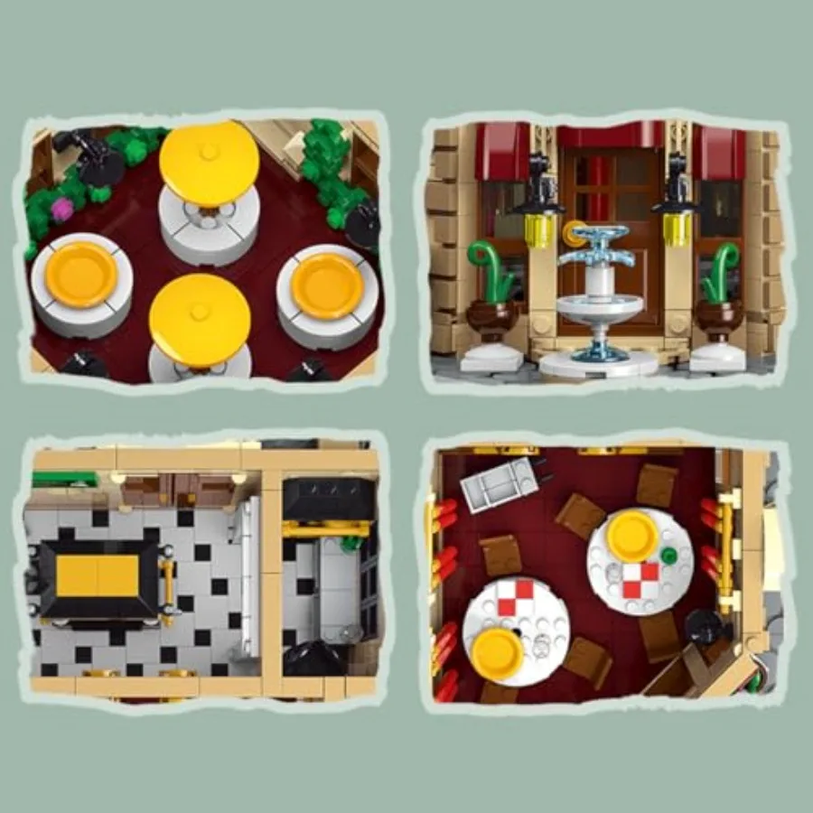 Restaurants in Paris with Lights Building Kit Street Scene Series Building Blocks Set Great Gift for Teens and Adults 3104PCS+