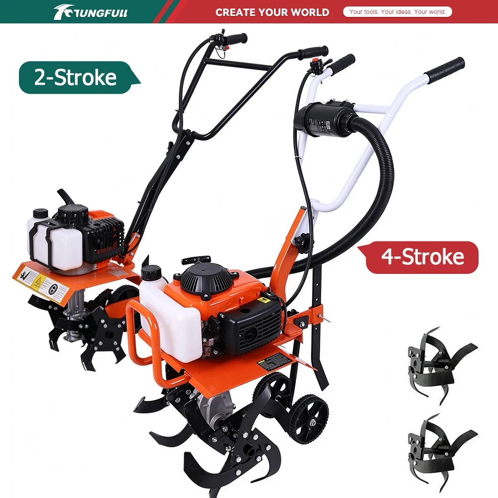 Gas Micro Cultivator 4-Stroke 2-Stroke Multi-function Minitype Rotary Tiller Machinery Agricultural Garden Loosening Tools