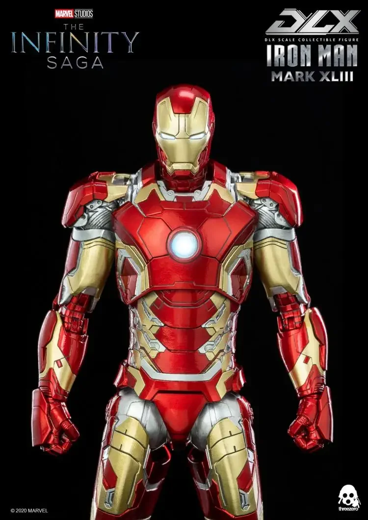 Threezero DLX Marvel Iron Man MK43 1/12ใหม่หุ่นอะนิเมะต้นฉบับโมเดลของเล่นหุ่นแอ็กชันสำหรับเด็กผู้ชายคอลเลคชั่นตุ๊กตาพีวีซี