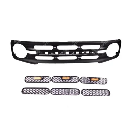 Original Black Front Racing Grille W/ Amber Light for Ford Bronco 2021 2022 2024 Pickup Bodykit Facelift M2DB-8150