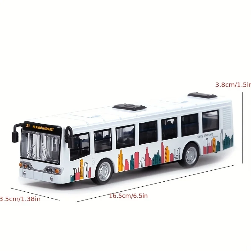 1:70 alloy public bus model children's toy car ornament springback car model educational toys gifts for boys collection toys