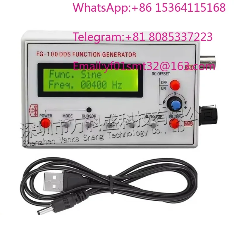 FG-100 DDS Function Signal Generator 1Hz-500kHz Sine Square Triangle Waveform Source