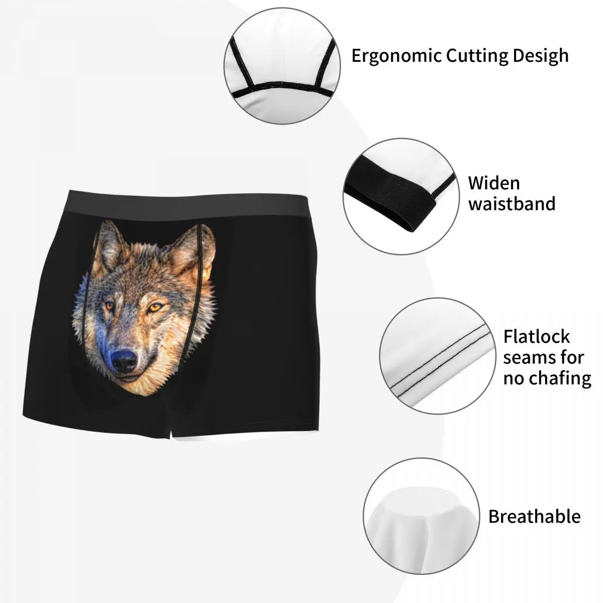 Wolf Painting Animal Arts Underpants Homme Panties Male Underwear Comfortable Shorts Boxer Briefs