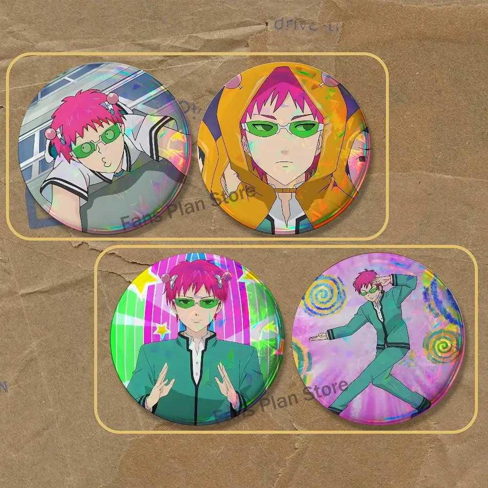 S-Saiki K D-Disastrous L-Life Brooches Backpack Accessories 25,32,44,58,75mm Round Enamel Pins 2-piece Set Cartoon Anime Badge