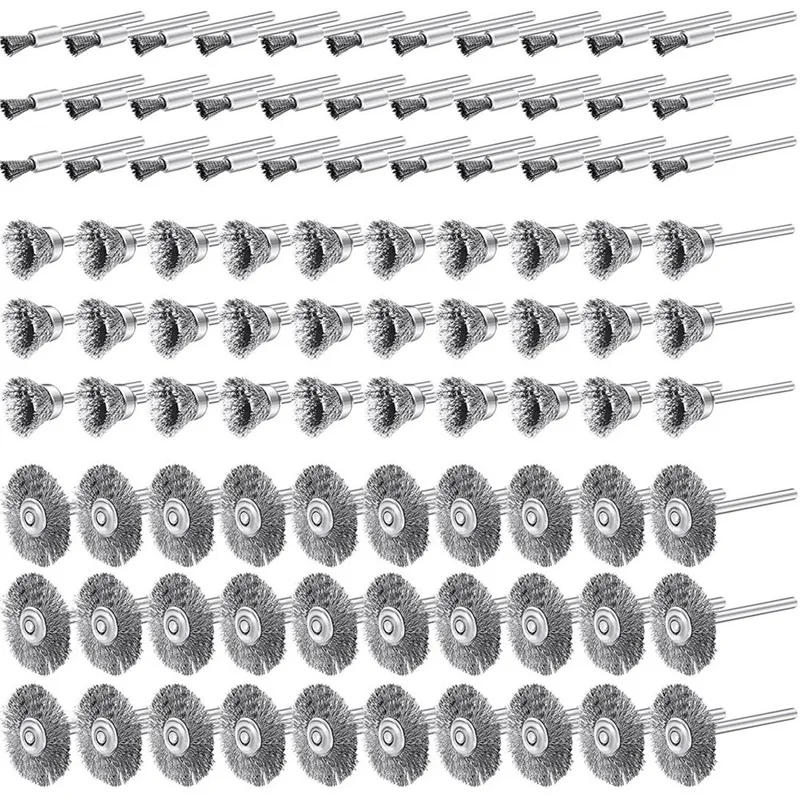 120 Pcs Wire Brushes Set, Stainless Steel Wire Wheels Pen Brushes Set Kit For Rust Polish Clean Stripping Sanding Tools