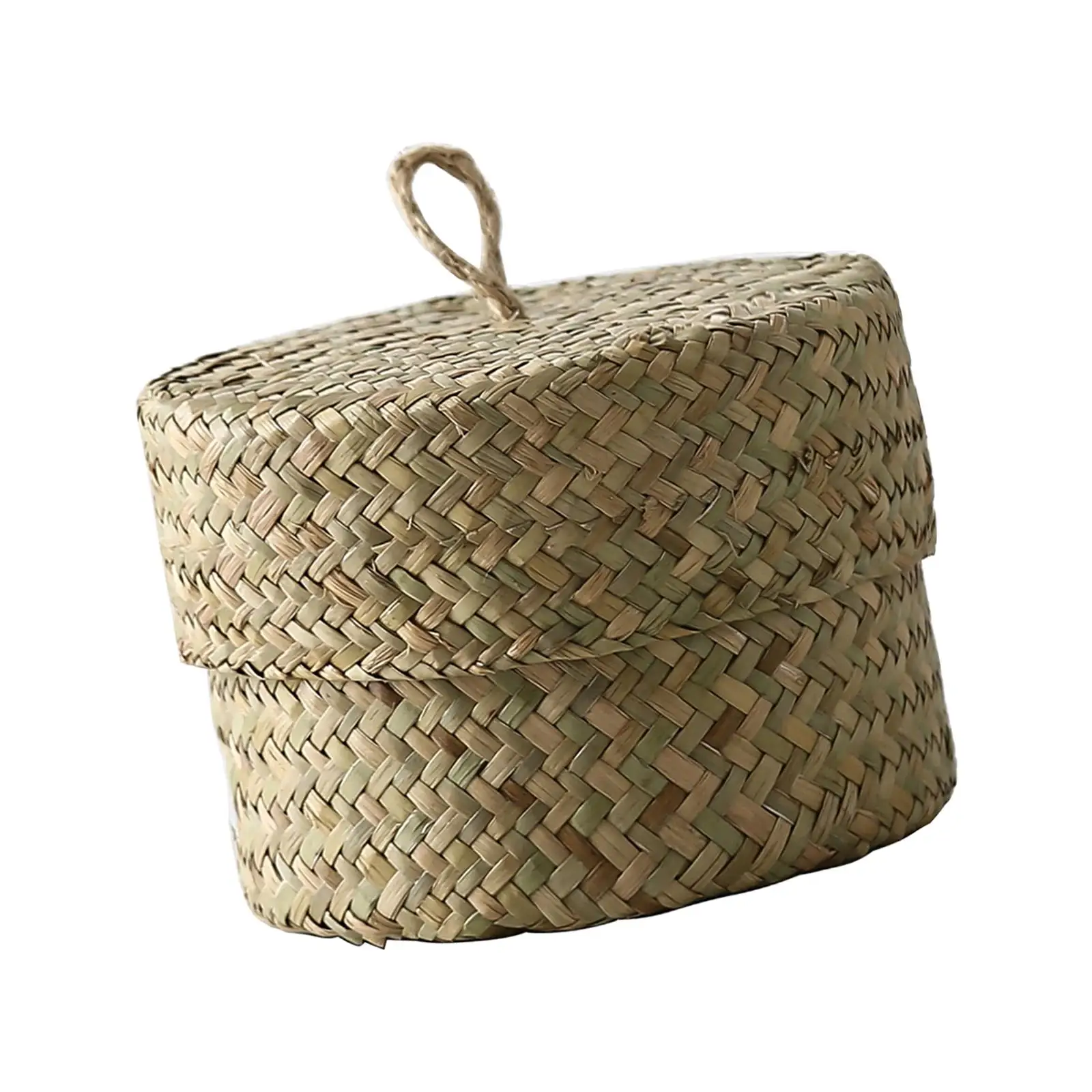 Seagrass Storage Basket Seagrass Organizer Handmade Finishing Box Household Candy Box for Makeup Office Wedding Wardrobe Desktop