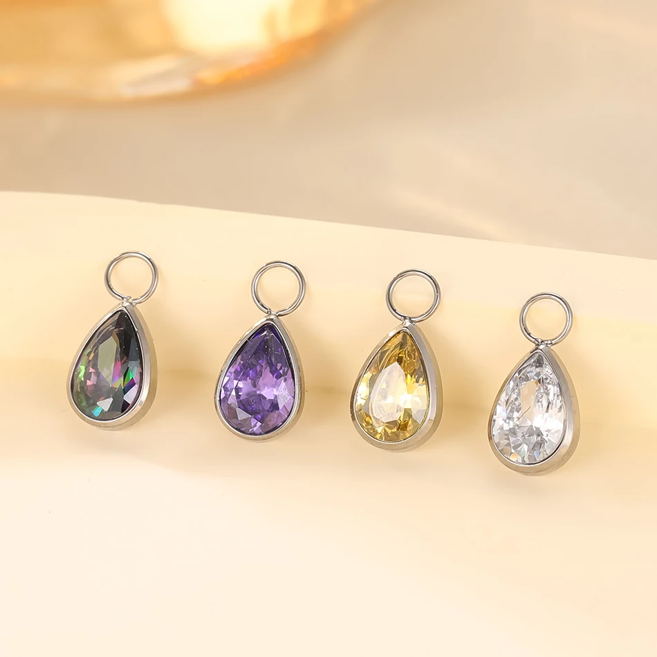 1pc Titanium Waterdrop Teardrop CZ Charm for Lobe Ear Piercing Belly Dangle Drop Hoop Earrings view 5